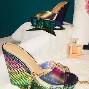 Multicolored mermaid platforms. Like new/comfy.